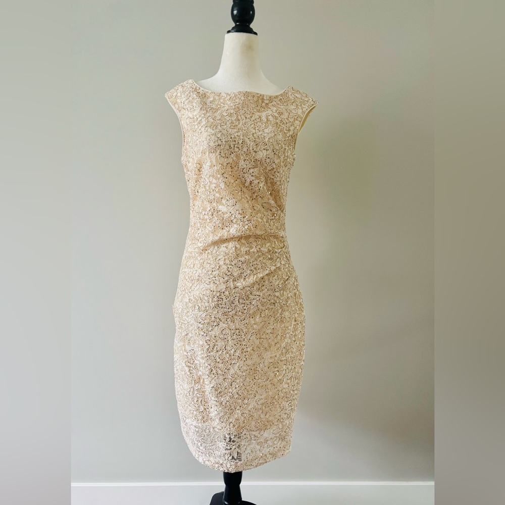 Suzy Shier Cream Lace Dress